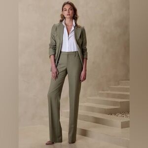 Banana Republic Lido Straight Italian Wool Pant in ‘green thyme’